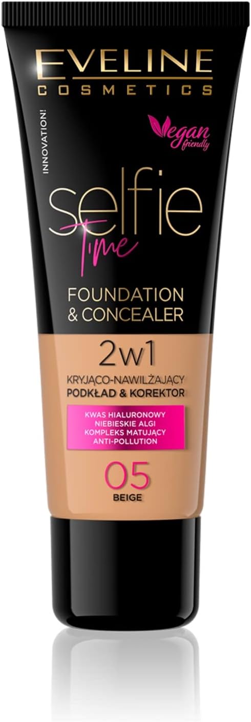 Eveline Selfie Time 2-in-1 Foundation & Concealer, Beige 05, 30ml