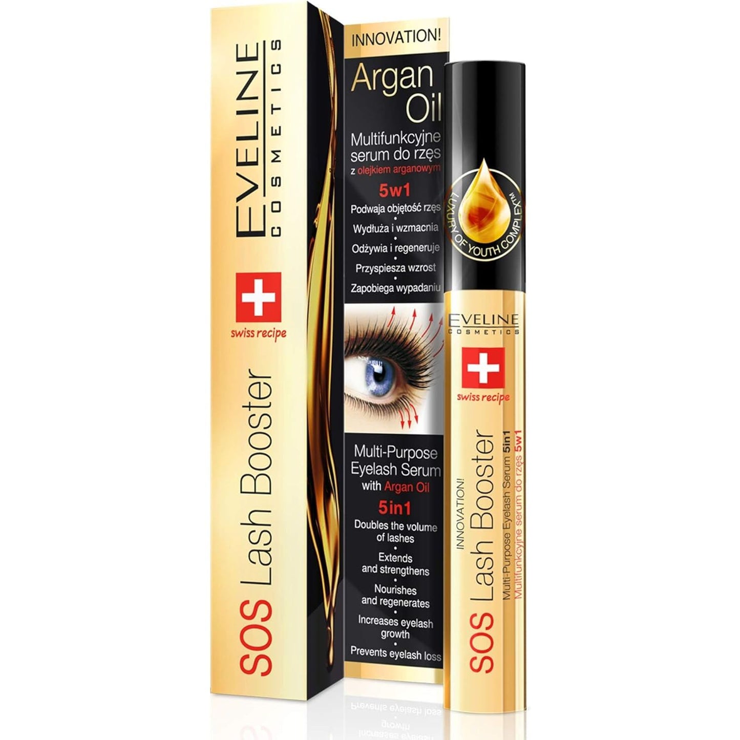 Eveline SOS Lash Booster 5-in-1 Lash Serum with Argan Oil – 10ml