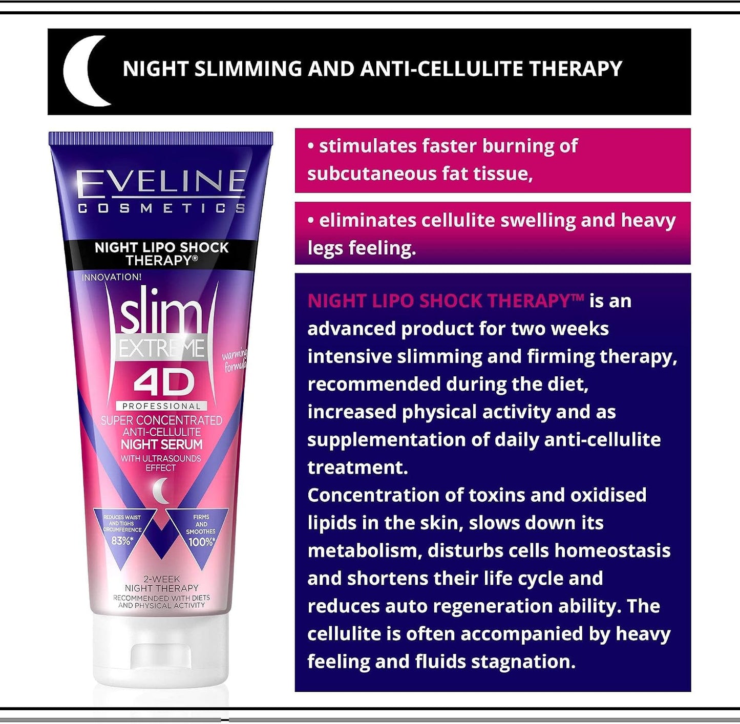 Eveline Smooth 4D Night Body Serum – Overnight Firming Care, 250ml