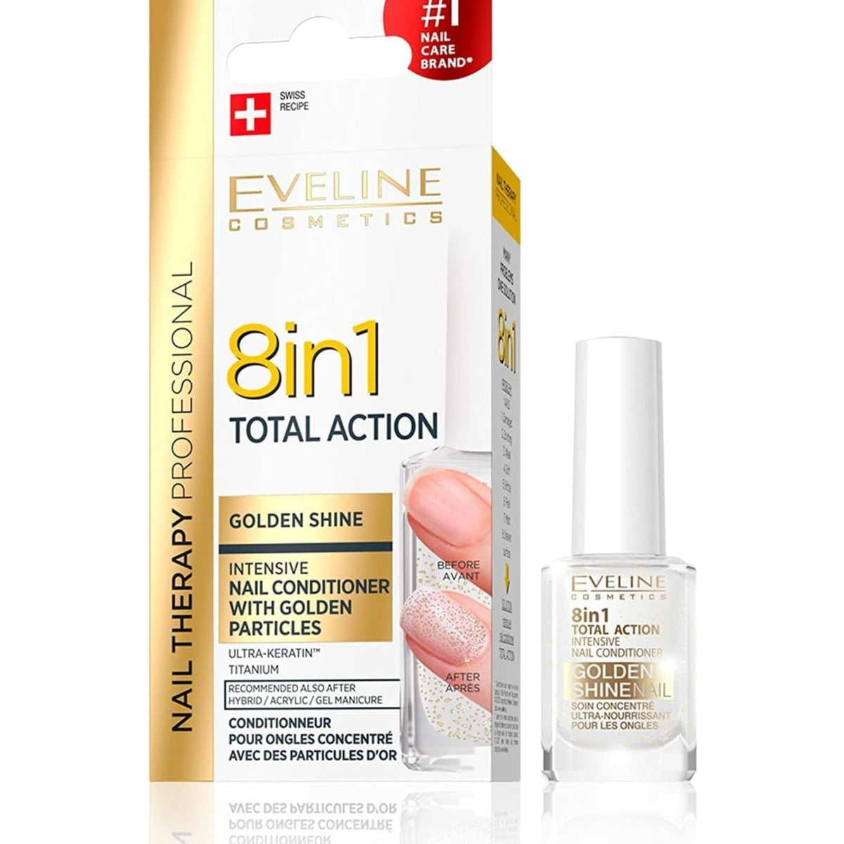 Eveline Total Action 8in1 Golden Shine Nail Conditioner, 12ml