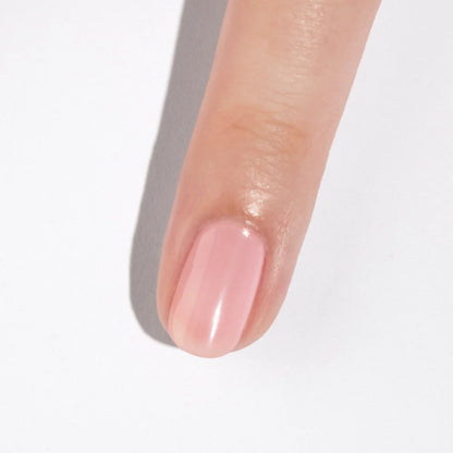 Close-up of a natural nail after using Eveline hardening nail serum