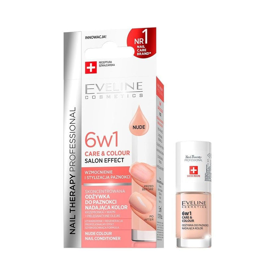 Eveline Nail Therapy Professional 6-in-1 Care & Colour Nail Conditioner – Nude, 5ml