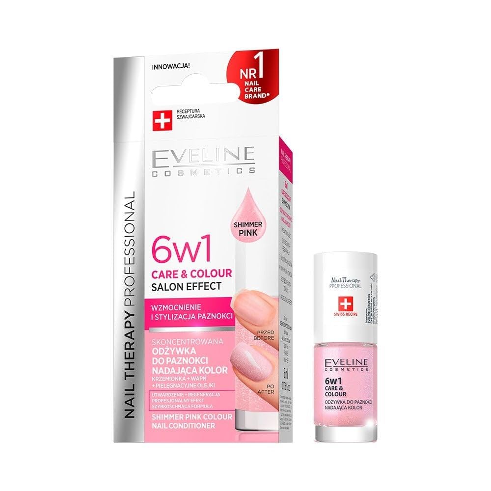 Eveline Nail Therapy nail conditioner with colour, Shimmer Pink 5ml