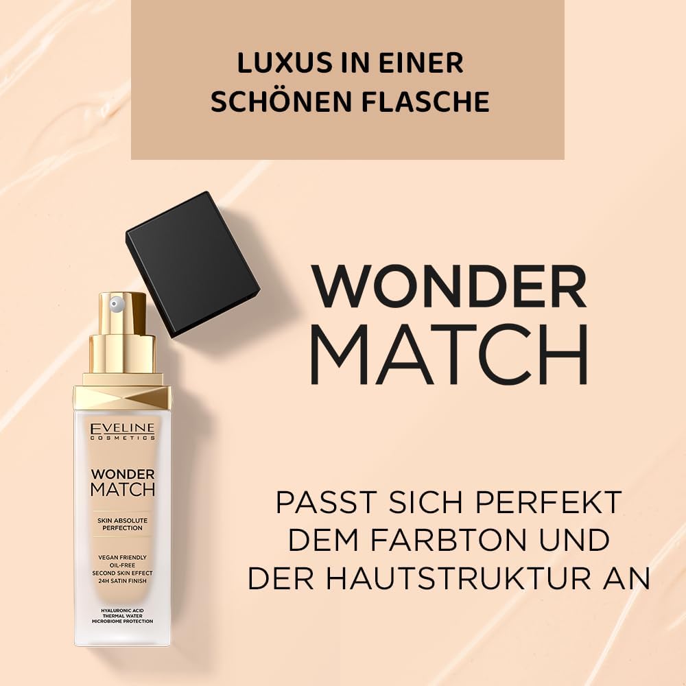 Eveline Wonder Match Luxury Adaptive Foundation – 05 Light Porcelain, 30ml – image 4