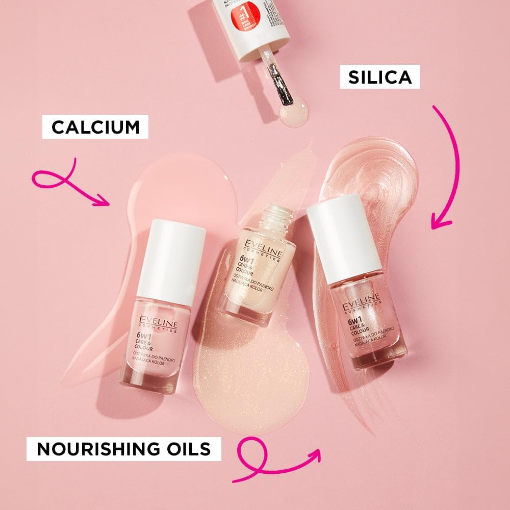 Key ingredients in the Eveline 6-in-1 nail conditioner: silica, calcium and nourishing oils