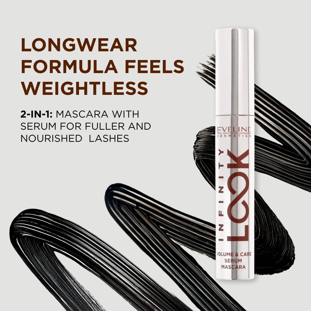 Eveline Infinity Look 2-in-1 mascara with serum for fuller, nourished lashes