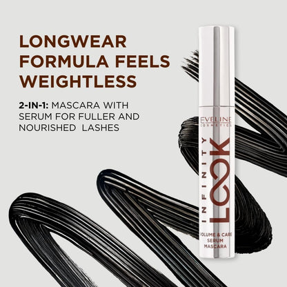 Eveline Infinity Look 2-in-1 mascara with serum for fuller, nourished lashes
