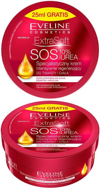 Eveline Extra Soft S.O.S 10% urea face and body cream 175ml tube