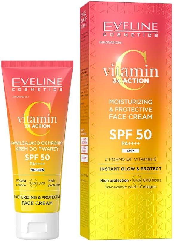 Eveline Vitamin C 3x Action hydrating and protective face cream SPF 50, 30ml tube