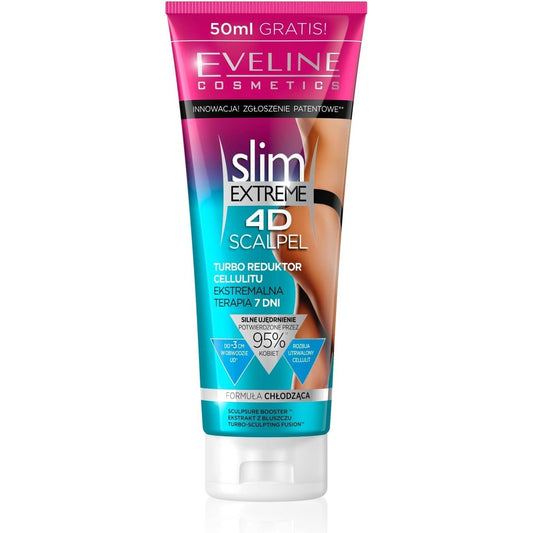 Eveline Cosmetics Slim Extreme 4D Scalpel 250 ml Turbo Cellulite Reducer Reduces Fat Layer Extreme Therapy 7 Days