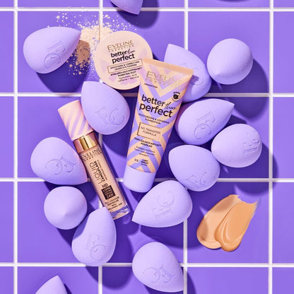 Eveline Better Than Perfect makeup range flat lay with blending sponges