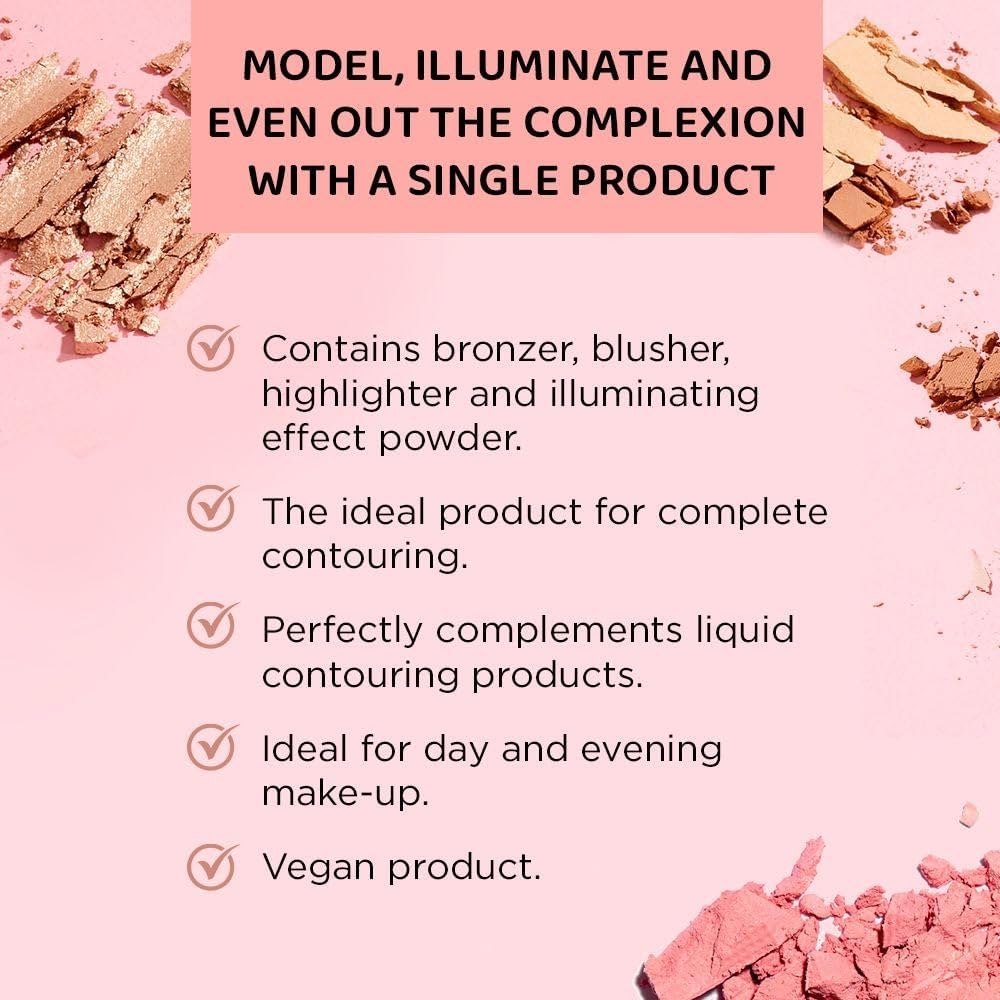 Eveline Wonder Match palette open showing bronzer, blush, highlighter and finishing powder