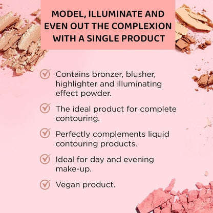 Eveline Wonder Match palette open showing bronzer, blush, highlighter and finishing powder