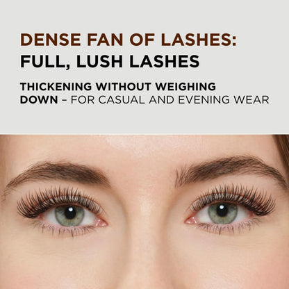Full, fanned lashes with Eveline Infinity Look mascara, thickening without weighing lashes down