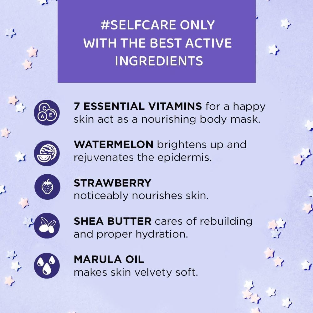 Beauty & Glow key ingredients: 7 essential vitamins, watermelon, strawberry, shea butter and marula oil