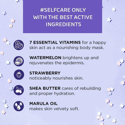 Beauty & Glow key ingredients: 7 essential vitamins, watermelon, strawberry, shea butter and marula oil