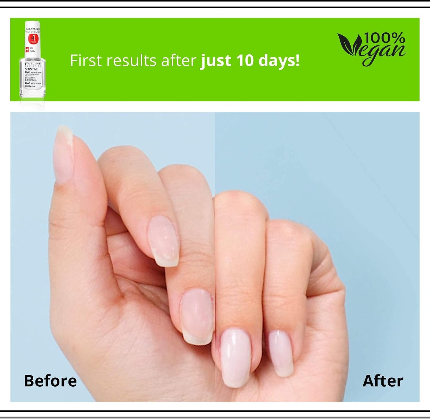Eveline Cosmetics 8-in-1 Total Action Sensitive Nail Conditioner with Quartz, 12ml