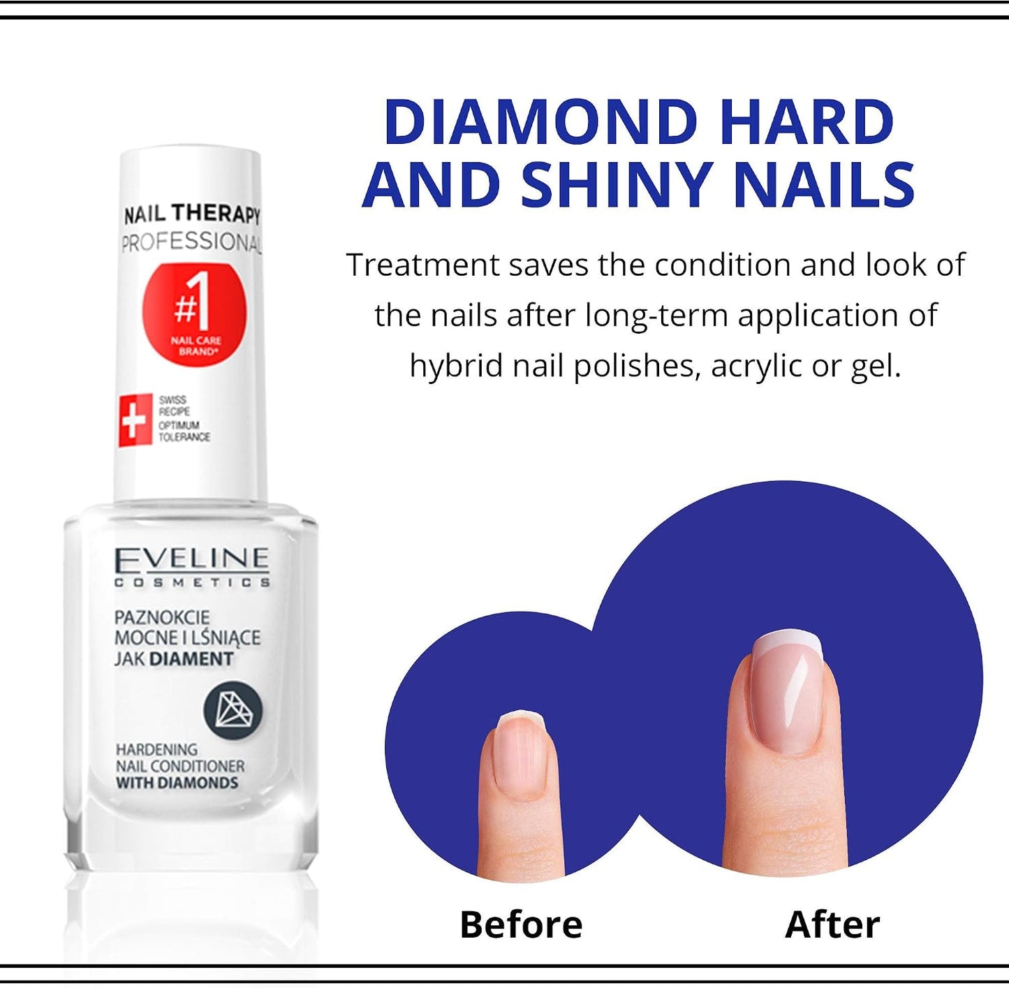Eveline Diamond Nail Strengthener – Hard & Shiny Nails, 12ml