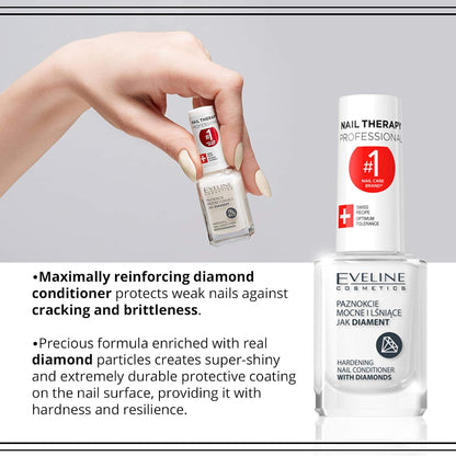 Eveline Diamond Nail Strengthener – Hard & Shiny Nails, 12ml