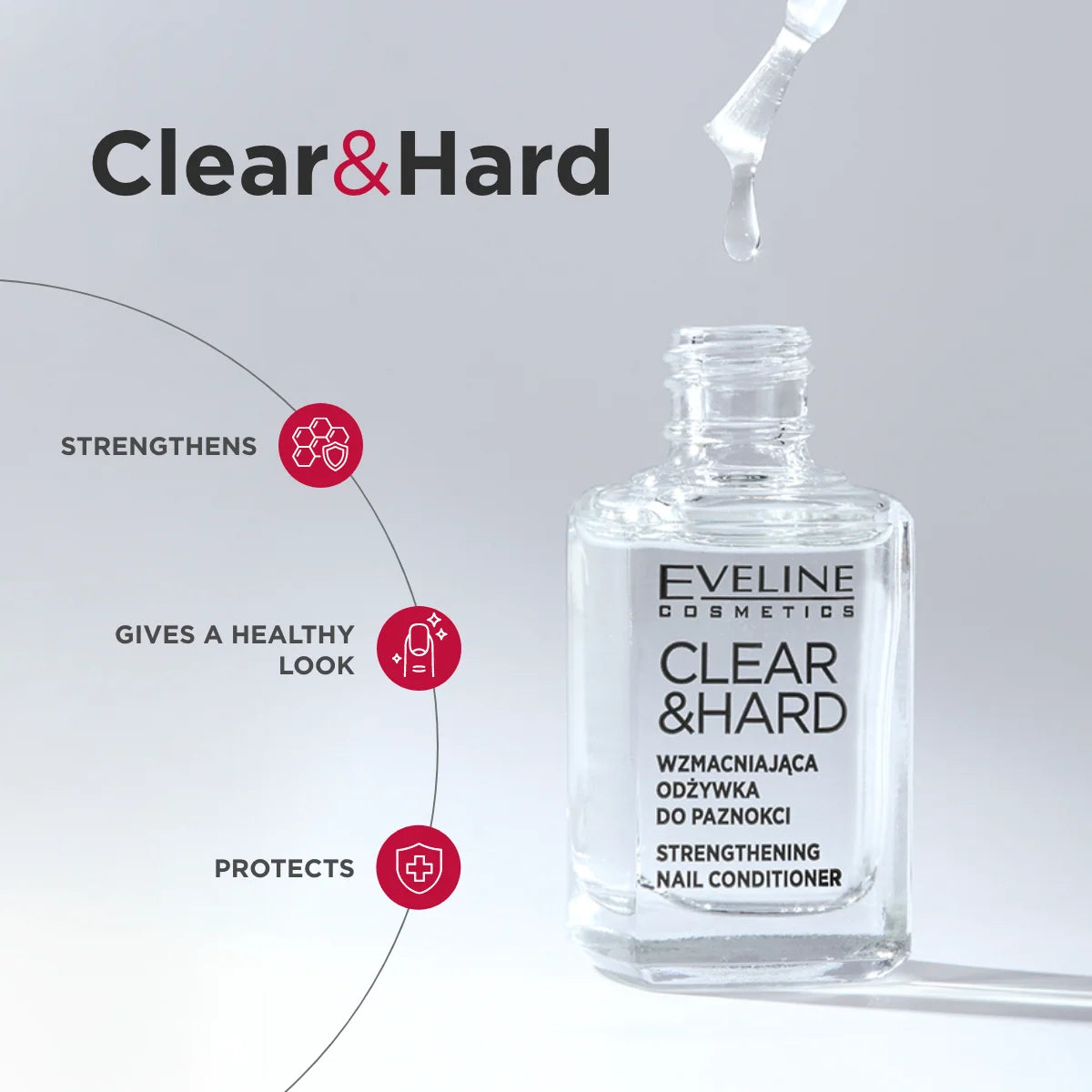 Eveline Nail Therapy Clear & Hard nail conditioner 12ml – image 5