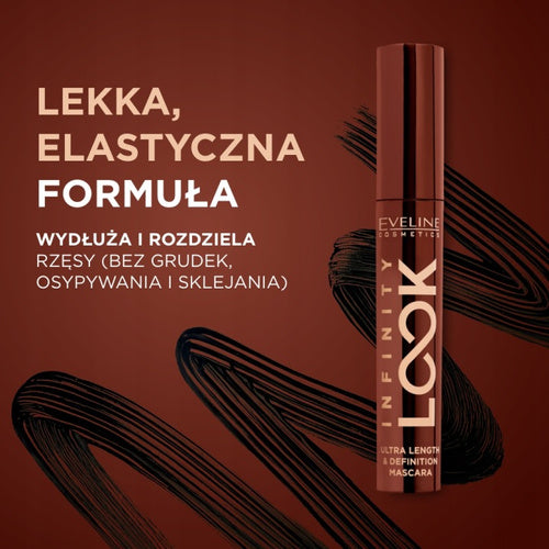 Eveline Infinity Look lengthening and defining mascara tube and silicone brush