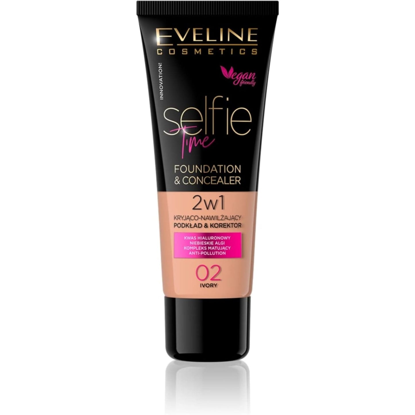 Eveline Selfie Time 2-in-1 Foundation & Concealer, Ivory 02, 30ml