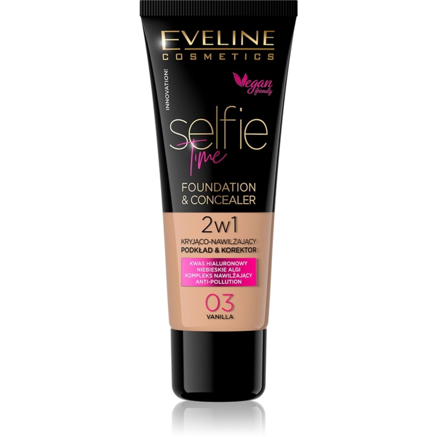 Eveline Cosmetics Selfie Time 2-in-1 Foundation & Concealer, Vanilla 03, 30ml
