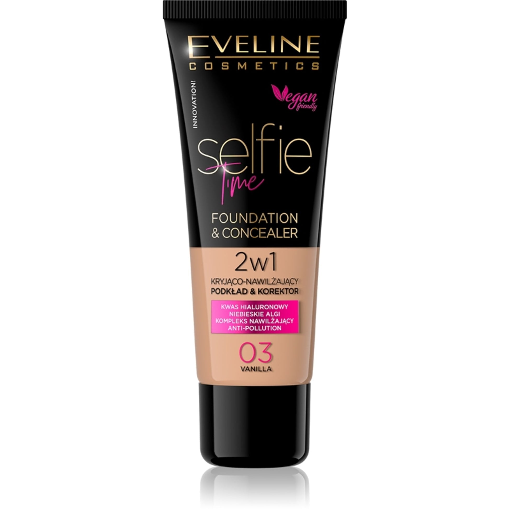 Eveline Cosmetics Selfie Time 2-in-1 Foundation & Concealer, Vanilla 03, 30ml