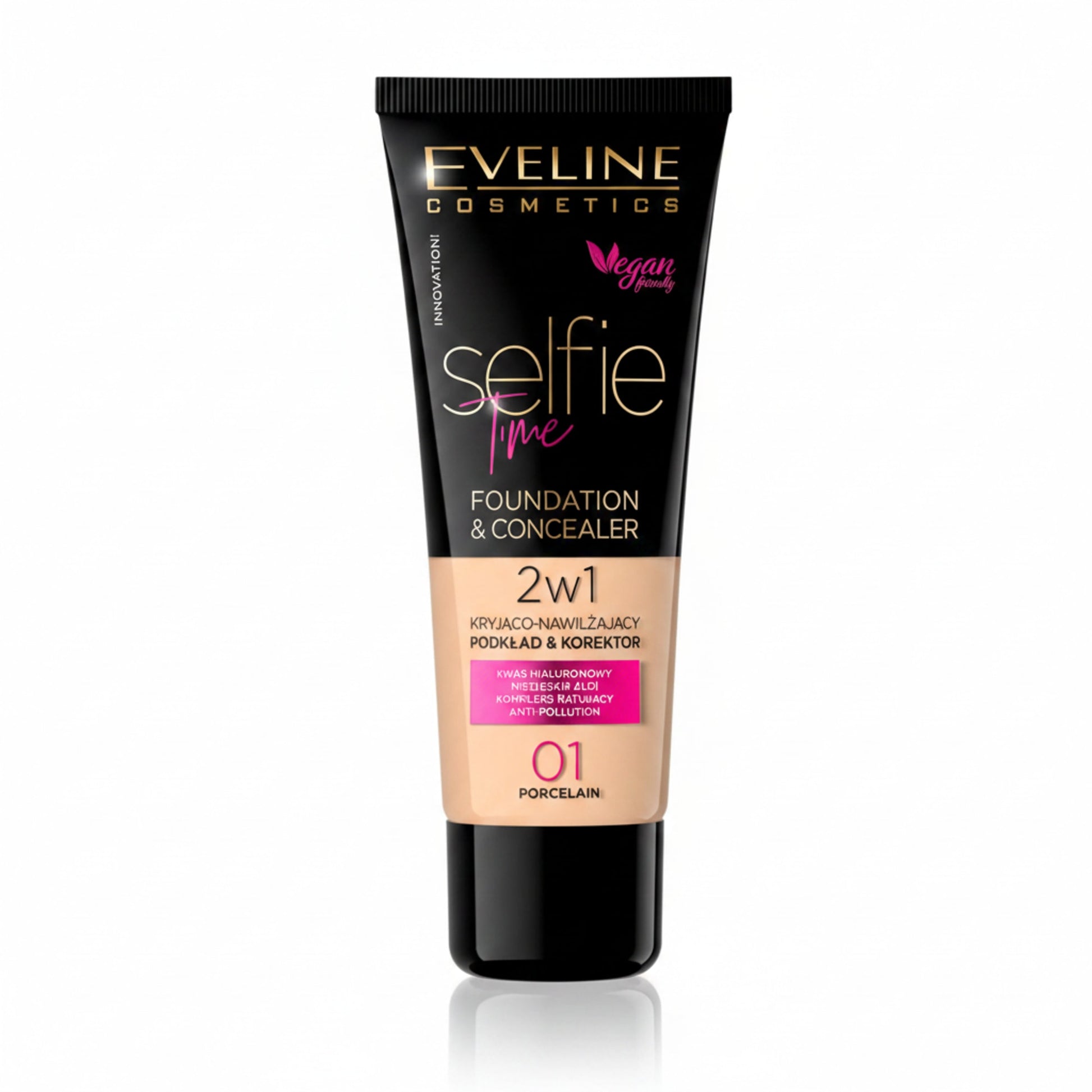 Eveline Selfie Time 2-in-1 Foundation & Concealer, Porcelain 01, 30ml