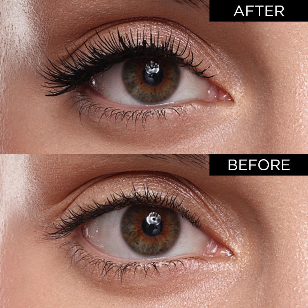 Before and after using Eveline Variété Extreme Black mascara