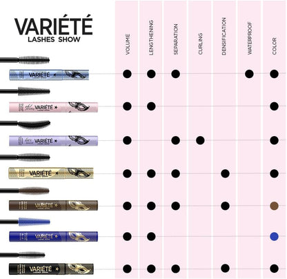 Eveline Variété Lashes Show mascara range comparison chart