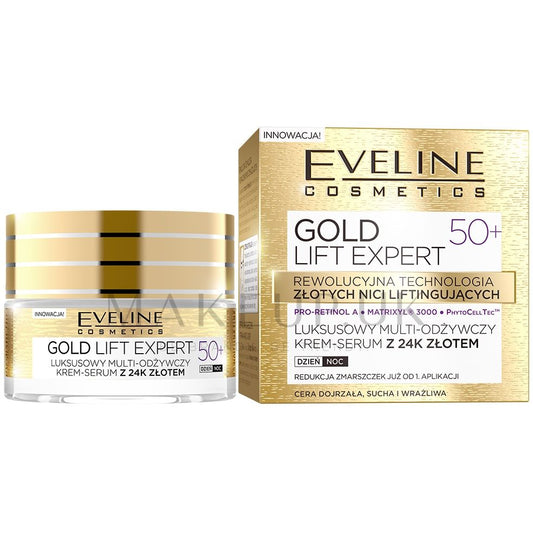Eveline Gold Lift Expert Nourishing Face Cream Serum 50ml (50+)