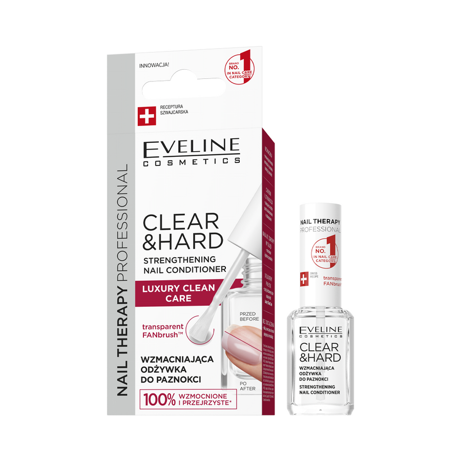 Eveline Cosmetics Nail Therapy Professional Clear & Hard Strengthening Nail Conditioner, 12ml