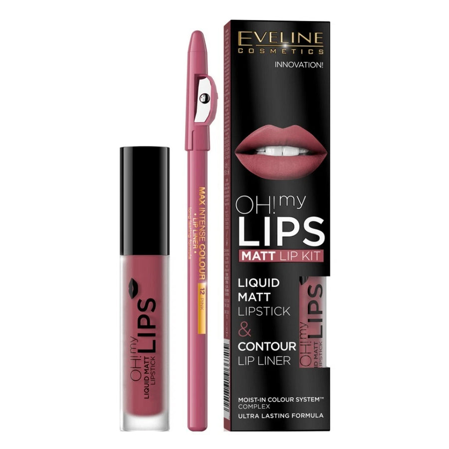 Eveline Oh My Lips Matte Liquid Lipstick & Lip Liner Set – Lovely Rose