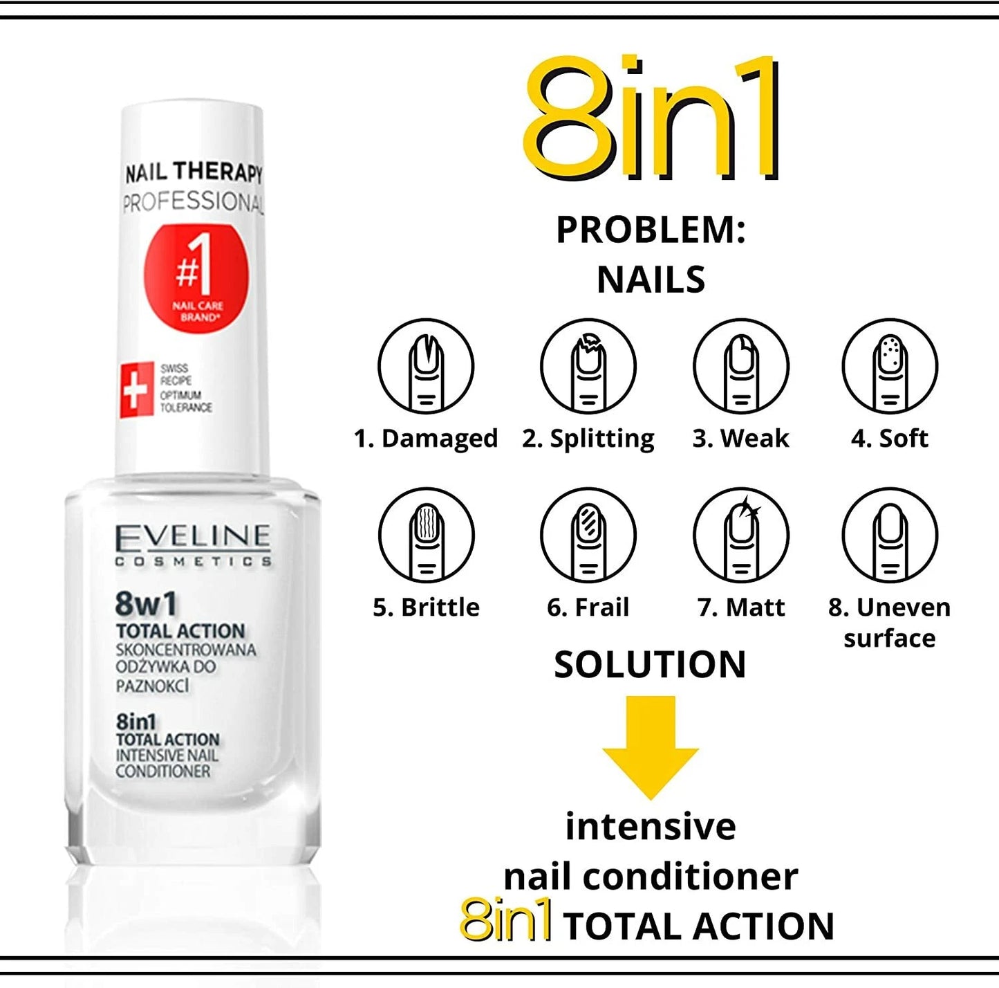 Eveline 8-in-1 Nail Strengthener, 12ml